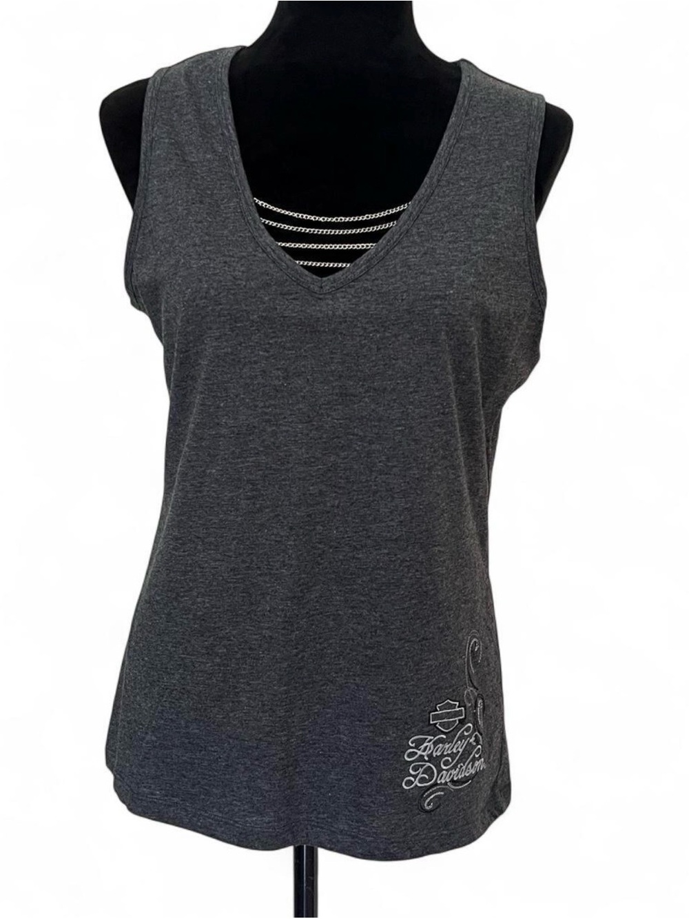 Harley Davidson Motorcycles Womens Tank Top XL Biker HD Gray Chain Naples FL NWT